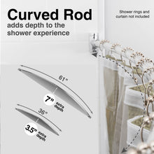 Carregar imagem no visualizador da galeria, 36 in. to 61 in. Curved Shower Rod (Chrome Finish)