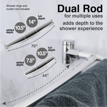Carregar imagem no visualizador da galeria, 44 in. to 70 in. Double Curved Shower Rod (Chrome Finish)