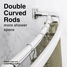 Carregar imagem no visualizador da galeria, 44 in. to 70 in. Double Curved Shower Rod (Chrome Finish)
