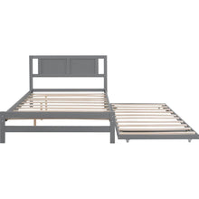 Carregar imagem no visualizador da galeria, Full Size Platform Bed with Adjustable Trundle, Gray
