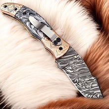Load image into Gallery viewer, Custom Handmade Damascus Pocket Knife – Epoxy Resin Handle