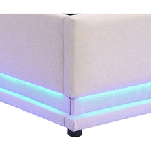 Load image into Gallery viewer, Full Size Upholstered Bed with Hydraulic Storage System and LED Light, Modern Platform Bed with Button-tufted Design Headboard, Beige