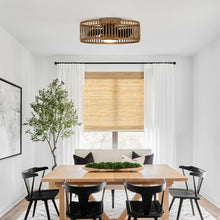 Carregar imagem no visualizador da galeria, 20" Farmhouse DC Motor Flush Mount Reversible Ceiling Fan with LED Lighting and Remote Control