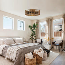 Carregar imagem no visualizador da galeria, 20" Farmhouse DC Motor Flush Mount Reversible Ceiling Fan with LED Lighting and Remote Control