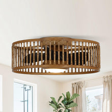 Carregar imagem no visualizador da galeria, 20" Farmhouse DC Motor Flush Mount Reversible Ceiling Fan with LED Lighting and Remote Control