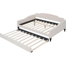Carregar imagem no visualizador da galeria, Full Size Upholstered Tufted Daybed with Twin Size Trundle, Beige