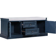 Load image into Gallery viewer, Storage Bench with 2 Drawers and 2 Cabinets, Shoe Bench with Removable Cushion for Living Room, Entryway (Antique Navy)