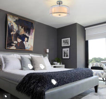 Load image into Gallery viewer, Depuley 15 in. 3-Light Industrial Semi Drum Flush Mount Light, Double Drum Pendant Light