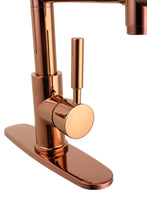 Cargar imagen en el visor de la galería, Rose Gold High Arc brass Kitchen Sink Faucet Pull Down Spray with lock ring and deck plate