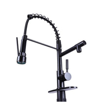 Cargar imagen en el visor de la galería, Oil Bronze Black High Arc brass Kitchen Sink Faucet Pull Down metal Spray with deck plate