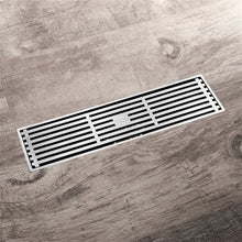 Cargar imagen en el visor de la galería, 12-Inch Brushed Nickel Rectangular Floor Drain - Square Hole Pattern Cover Grate - Removable - Includes Accessories