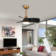 Carregar imagem no visualizador da galeria, 28" Modern DC Motor Downrod Mount Reversible Ceiling Fan with LED Lighting and Remote Control