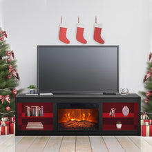 Load image into Gallery viewer, Modern 66" LED TV Stand with 23" Electric Fireplace for Living Room