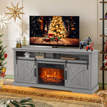 Carregar imagem no visualizador da galeria, 68" Farmhouse TV Stand with 23" Insert Opening Electric Fireplace
