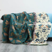 Carregar imagem no visualizador da galeria, Reversible Scandinavian Bird Throw Blanket