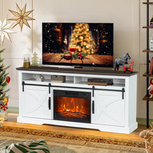 Carregar imagem no visualizador da galeria, 68" Farmhouse TV Stand with 23" Insert Opening Electric Fireplace