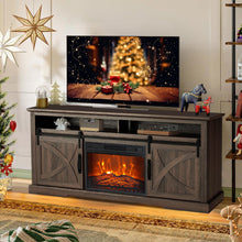 Carregar imagem no visualizador da galeria, 68" Farmhouse TV Stand with 23" Insert Opening Electric Fireplace