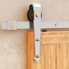 Load image into Gallery viewer, Non-Bypass Sliding Barn Door Hardware Kit - Arrow Design Roller - Silver Finish
