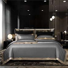 Load image into Gallery viewer, Border Embroidered Cotton Duvet Cover Set