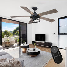 Carregar imagem no visualizador da galeria, 52" Windmill Industrial Downrod Mount Reversible Ceiling Fan with Lighting and Remote Control