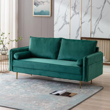 Load image into Gallery viewer, DongHeng Modern Living Room Velvet Fabric Sofa Couch, Loveseat Sofa with pocket, Green