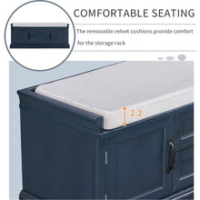 Load image into Gallery viewer, Storage Bench with 2 Drawers and 2 Cabinets, Shoe Bench with Removable Cushion for Living Room, Entryway (Antique Navy)
