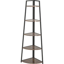 Load image into Gallery viewer, Corner Shelf, 5 Tier Corner Bookshelf, 70" Tall Display Organizer Storage Stand, Multipurpose Shelving Unit Ladder Shelf for Living Room, Home Office, Small Space, Rustic Brown