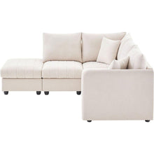 Carregar imagem no visualizador da galeria, 89x79"Modern Sectional Sofa with Vertical Stripes,2 Pillows,5-Seat Couch with Convertible Ottoman,Various Combinations,L-Shape Indoor Furniture for Living Room,Apartment, 3 Colors