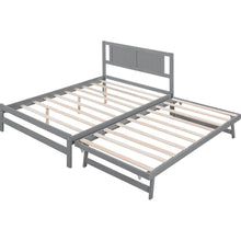 Carregar imagem no visualizador da galeria, Full Size Platform Bed with Adjustable Trundle, Gray