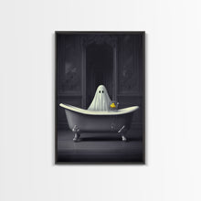 Load image into Gallery viewer, Ghost Bathroom Canvas, Dark Romantic Ghost Standing in Bathroom Creepy, Ghost in the Bath tub Wall Art Halloween Canvas, Funny Halloween