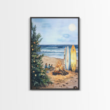 Cargar imagen en el visor de la galería, Christmas At The Beach, Framed Canvas Print, Christmas Decor, Christmas Art, Christmas Art Prints, Tropical Christmas, Beach House Art