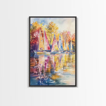 Load image into Gallery viewer, Church Steeple Surrounded By Fall Trees Framed Canvas Print Autumn Village Scene Best Gift Seasonal Wall Art Holiday Home Decor