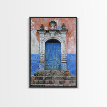 Cargar imagen en el visor de la galería, Change3 Mexican Wall Art, Colorful Mexican Door Architecture Painting Framed Canvas Print, Traditional Hacienda Architecture, Ready To Hang