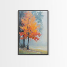 Carregar imagem no visualizador da galeria, Canvas Print of Vibrant Autumn Tree in Misty Background, Seasonal Wall Art, Fall Decor, Best Gift Idea, Modern Farmhouse Landscape Art