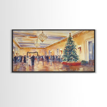 Load image into Gallery viewer, Elegant Ballroom Christmas Party Scene, Framed Canvas Print, Holiday Wall Art, Christmas Decor, Wall Art, Seasonal Decor, Best Gift Idea