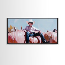 Load image into Gallery viewer, Black And White Cowboy Framed Canvas Print Moody Landscape Fall Art Above Sofa Decor Rustic Western Cowboy Autumn Wall Art