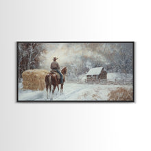 Carregar imagem no visualizador da galeria, Autumn-themed Framed Canvas Print of a cowgirl in a pumpkin patch surrounded by vibrant fall leaves, seasonal decor and cozy fall accents