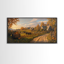 Carregar imagem no visualizador da galeria, Autumn Pumpkin Harvest Framed Canvas Print, Fall Country Farm Scene Wall Art, Best Autumn Decor, Cozy Farmhouse Gift Idea