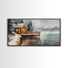 Load image into Gallery viewer, Beach house porch with Christmas garland and seashells, Framed Canvas Print festive tropical decorations, perfect coastal Christmas wall art