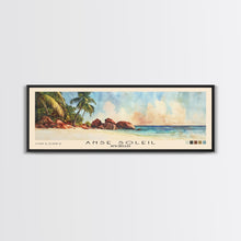 Load image into Gallery viewer, Anse Soleil, Seychelles Watercolor Beach Print, Vacation Gift, Seychelles Wall Art, Framed Canvas Print, Framed Beach Painting