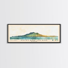 Load image into Gallery viewer, Auckland Island, New Zealand Watercolor Print, Vacation Gift, New Zealand Wall Art, Beach Painting, Beach Decor, Large Wall Art, Wood Frame Art