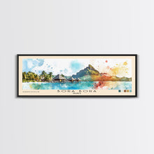 Load image into Gallery viewer, Bora Bora, France Watercolor Beach Print, Vacation Gift, France Wall Art, Framed Canvas Print, Framed Beach Painting
