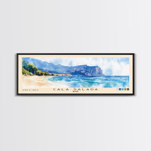 Carregar imagem no visualizador da galeria, Cala Salada, Spain Watercolor Beach Print, Vacation Gift, Spain Wall Art, Framed Canvas Print, Framed Beach Painting