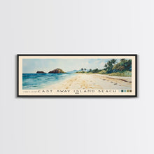 Load image into Gallery viewer, Cast Away Island Beach, Fiji Watercolor Print, Vacation Gift, Fiji Wall Art, Beach Painting, Beach Decor, Large Wall Art, Wood Frame Art