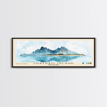 Load image into Gallery viewer, Chatham Island, New Zealand Watercolor Print, Vacation Gift, New Zealand Wall Art, Beach Painting, Beach Decor, Large Wall Art, Wood Frame Art