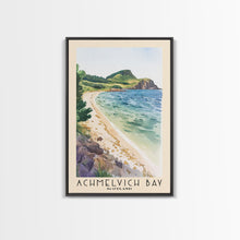 Load image into Gallery viewer, Achmelvich Bay, Scotland Watercolor Print, Vacation Gift, Scotland Wall Art, Beach Painting, Beach Decor, Large Wall Art, Wood Frame Art