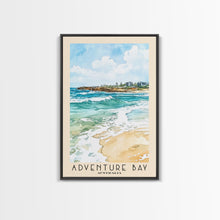 Carregar imagem no visualizador da galeria, Adventure Bay, Australia Watercolor Beach Print, Vacation Gift, Australia Wall Art, Framed Canvas Print, Framed Beach Painting