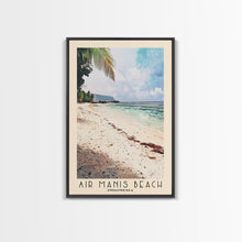 Carregar imagem no visualizador da galeria, Air Manis Beach, Indonesia Watercolor Beach Print, Vacation Gift, Indonesia Wall Art, Framed Canvas Print, Framed Beach Painting