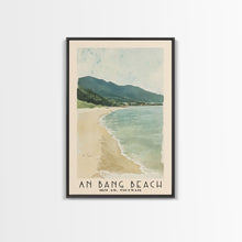 Load image into Gallery viewer, An Bang Beach, Hoi An, Vietnam Watercolor Beach Print, Vacation Gift, Hoi An, Vietnam Wall Art, Framed Canvas Print, Framed Beach Painting
