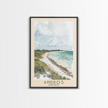 Load image into Gallery viewer, Andros, Bahamas Watercolor Beach Print, Vacation Gift, Bahamas Wall Art, Framed Canvas Print, Framed Beach Painting